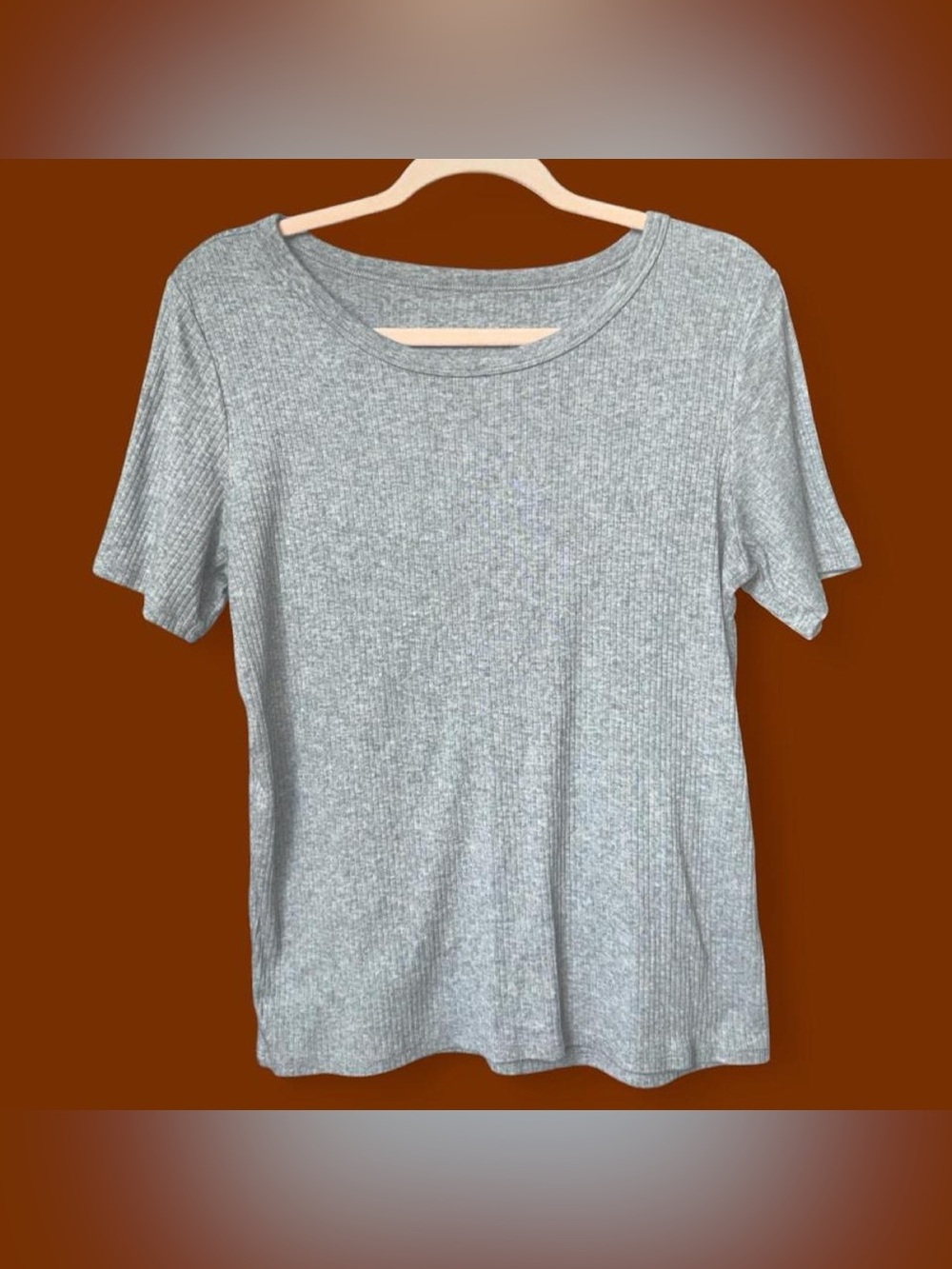 Light Gray Ribbed Short Sleeve Women's Top
